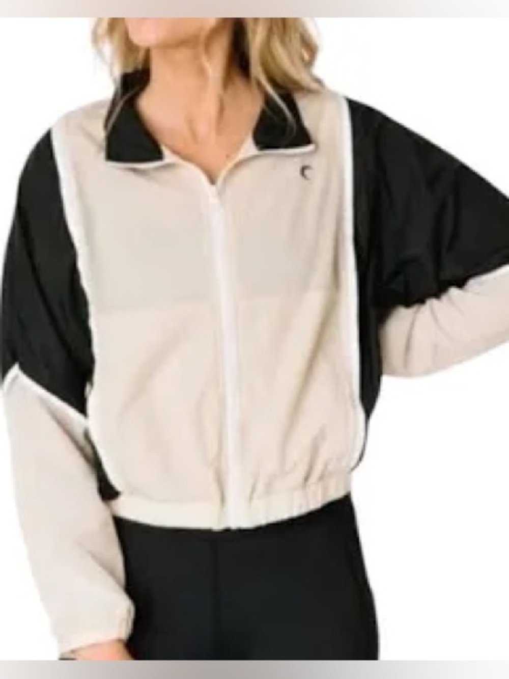 Zyia Active beige / black colorblock windbreaker jacket full zip Workout XXXL